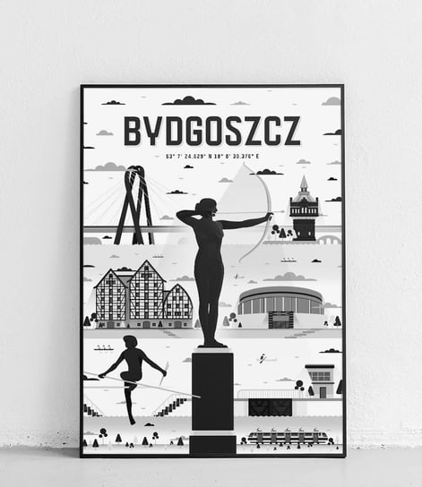 Poster Polytechnic, Bydgoszcz - Plakat Miasta - biało-czarny Poster Polytechnic