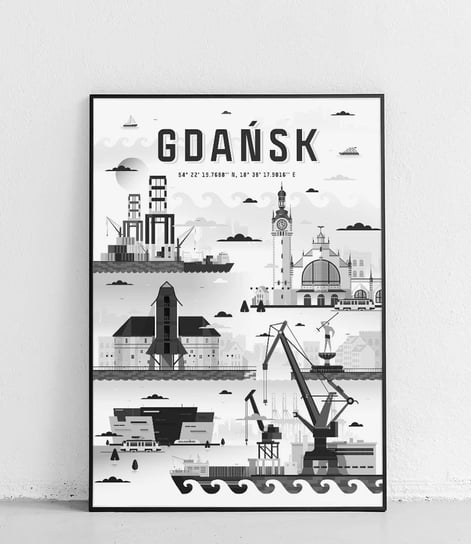 Poster Polytechnic, Gdańsk - Plakat Miasta - czarno-biały Poster Polytechnic