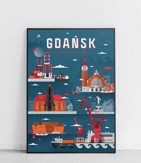 Poster Polytechnic, Gdańsk - Plakat Miasta - granatowy Poster Polytechnic