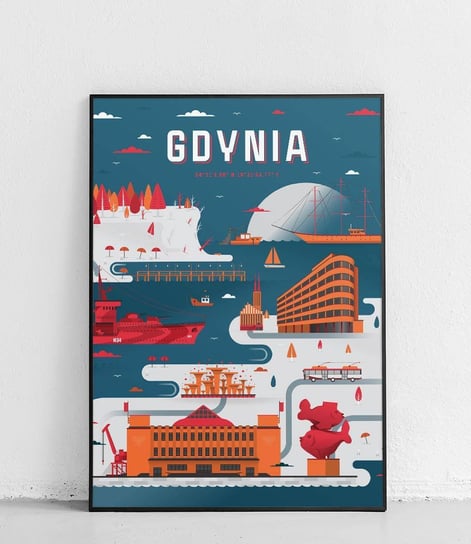 Poster Polytechnic, Gdynia - Plakat Miasta - ciemnoniebieski Poster Polytechnic