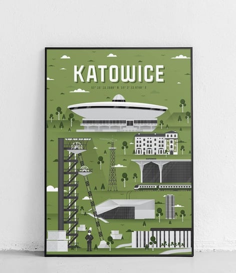 Poster Polytechnic, Katowice - Plakat Miasta - zielony Poster Polytechnic