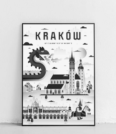 Poster Polytechnic, Kraków - Plakat Miasta - czarno-biały Poster Polytechnic