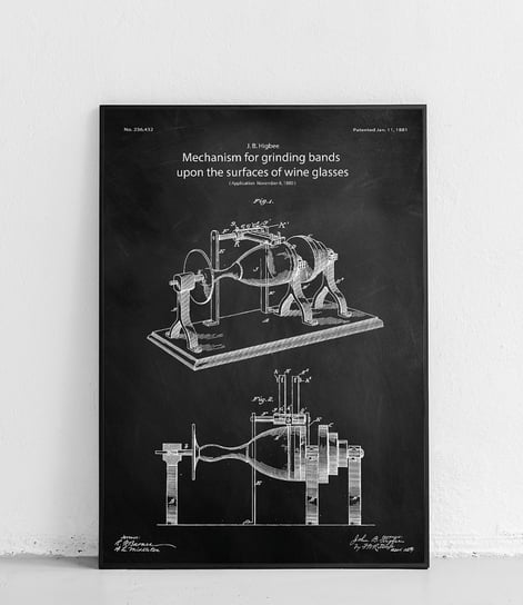 Poster Polytechnic, Mechanizm do szlifowania opasek na powierzchniach kieliszków do wina - plakat Poster Polytechnic