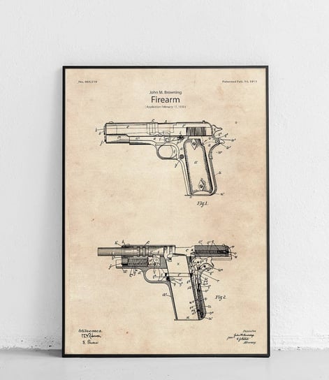 Poster Polytechnic, Pistolet Colt 1911 - plakat Poster Polytechnic