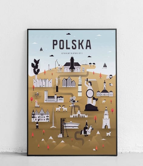 Poster Polytechnic, Polska - Plakat Miasta - niebiesko-brązowy Poster Polytechnic