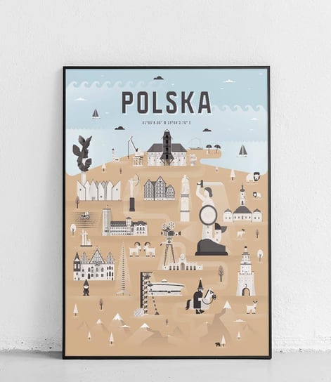 Poster Polytechnic, Polska - Plakat Miasta - niebiesko-piaskowy Poster Polytechnic