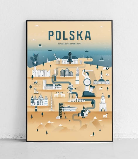 Poster Polytechnic, Polska - Plakat Miasta - żółto-niebieski Poster Polytechnic