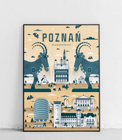 Poster Polytechnic, Poznań - Plakat Miasta - żółto-niebieski Poster Polytechnic