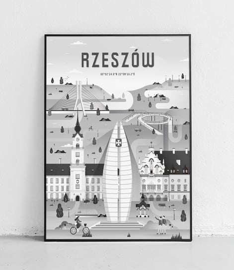 Poster Polytechnic, Rzeszów - Plakat Miasta - czarno-biały Poster Polytechnic