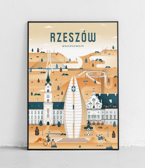 Poster Polytechnic, Rzeszów - Plakat Miasta - żółto-niebieski Poster Polytechnic