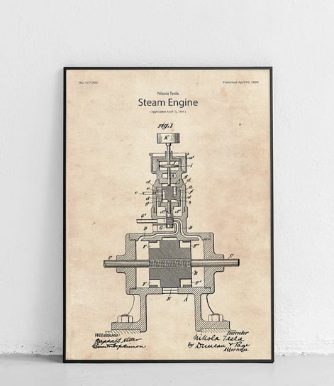 Poster Polytechnic, Silnik Parowy Tesli - plakat Poster Polytechnic