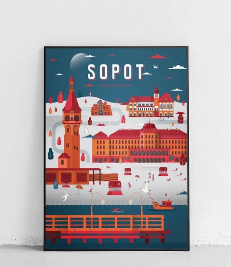 Poster Polytechnic, Sopot - Plakat Miasta - ciemnoniebieski Poster Polytechnic