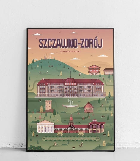Poster Polytechnic, Szczawno-Zdrój - Plakat Miasta - zielono-bordowa Poster Polytechnic