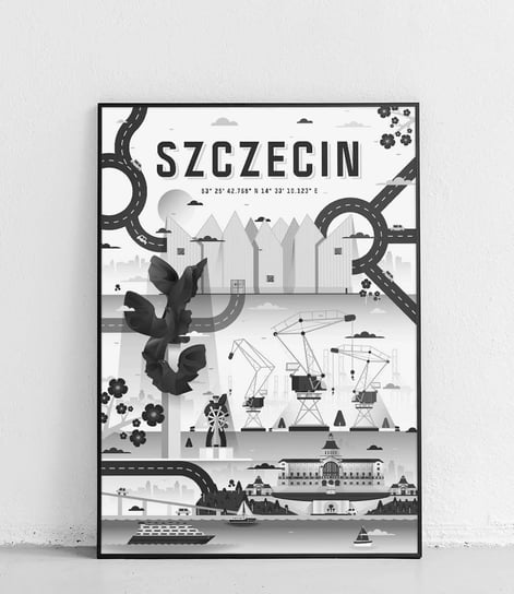 Poster Polytechnic, Szczecin - Plakat Miasta - czarno-biały Poster Polytechnic