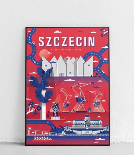 Poster Polytechnic, Szczecin - Plakat Miasta - czerwony Poster Polytechnic