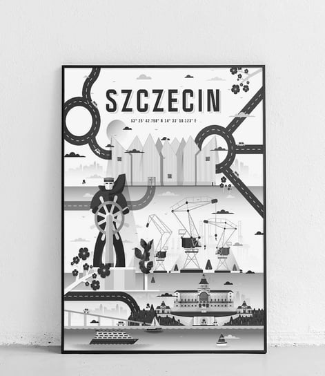 Poster Polytechnic, Szczecin - Plakat Miasta - wersja 2 - czarno-biały Poster Polytechnic