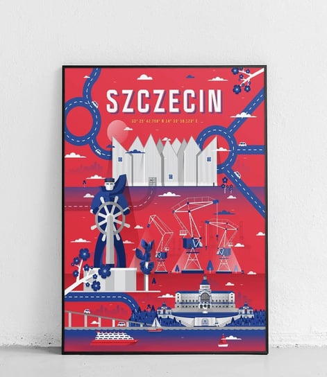 Poster Polytechnic, Szczecin - Plakat Miasta - wersja 2 - czerwony Poster Polytechnic