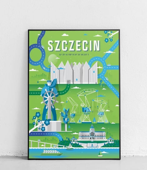 Poster Polytechnic, Szczecin - Plakat Miasta - wersja 2 - zielony Poster Polytechnic