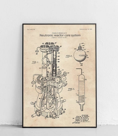 Poster Polytechnic, Układ rdzenia reaktora neutronowego - plakat Poster Polytechnic