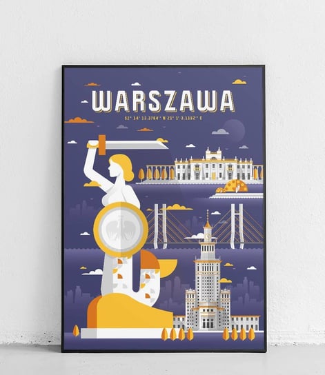Poster Polytechnic, Warszawa - Plakat Miasta - fioletowy Poster Polytechnic