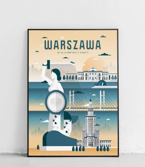 Poster Polytechnic, Warszawa - Plakat Miasta - żółto-niebieski Poster Polytechnic