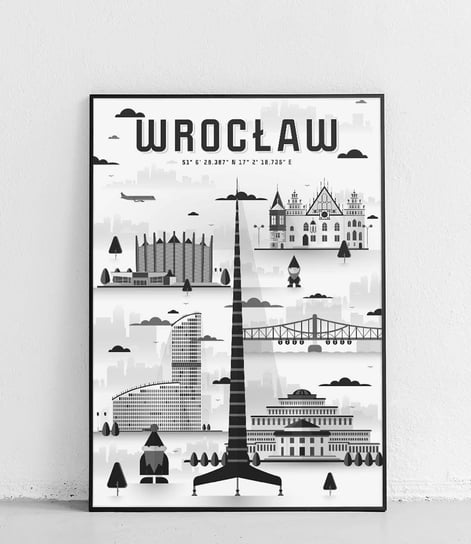 Poster Polytechnic, Wrocław - Plakat Miasta - czarno-biały Poster Polytechnic