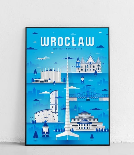 Poster Polytechnic, Wrocław - Plakat Miasta - niebieski Poster Polytechnic