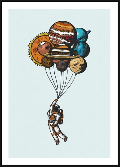 Poster Story, Plakat, Astronauta z Balonami, wymiary 30 x 42 cm posterstory.pl