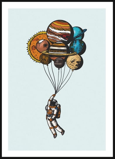 Poster Story, Plakat, Astronauta z Balonami, wymiary 50 x 70 cm posterstory.pl