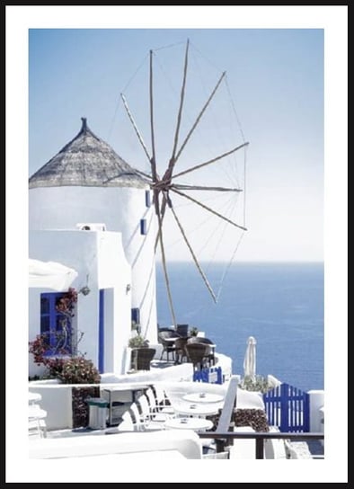 Poster Story, Plakat, Biały Wiatrak na Santorini, wymiary 30 x 42 cm posterstory.pl