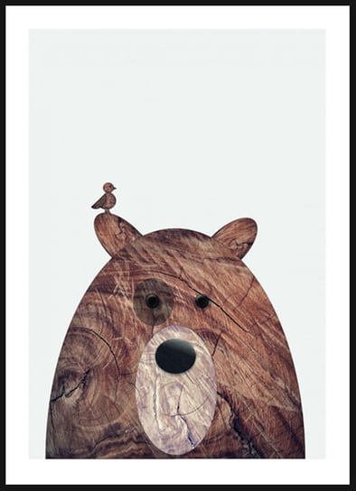 Poster Story, Plakat, Drewniany Niedźwiadek, wymiary 50 x 70 cm posterstory.pl