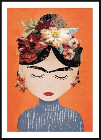 Poster Story, Plakat, Frida Hipiska na Pomarańczowym Tle, wymiary 42 x 60 cm posterstory.pl