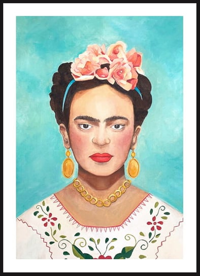 Poster Story, Plakat, Frida Kahlo na Niebieskim Tle, wymiary 21 x 30 cm posterstory.pl