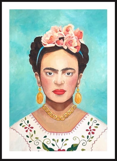 Poster Story, Plakat, Frida Kahlo na Niebieskim Tle,  wymiary 70 x 100 cm posterstory.pl