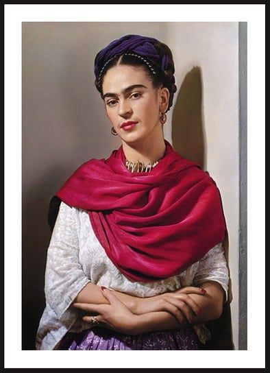 Poster Story, Plakat, Frida Kahlo w Różowym Szalu, wymiary 30 x 42 cm posterstory.pl