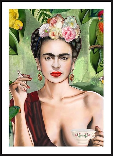 Poster Story, Plakat, Frida Kahlo z Papugami, wymiary 30 x 42 cm posterstory.pl