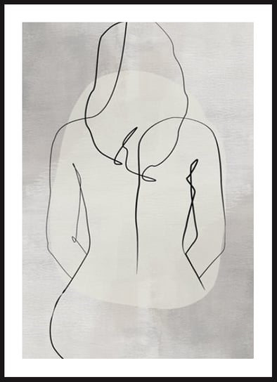 Poster Story, Plakat, Kobieta Siedząca Tyłem w Konturach, wymiary 21 x 30 cm posterstory.pl