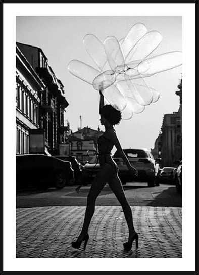 Poster Story, Plakat, Kobieta z Balonami, wymiary 21 x 30 cm posterstory.pl