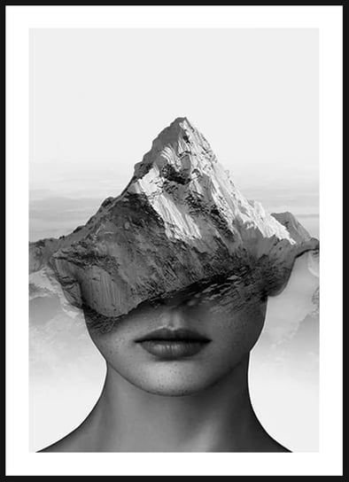 Poster Story, Plakat, Kobieta z Twarzą Mount Everest, wymiary 42 x 60 cm posterstory.pl
