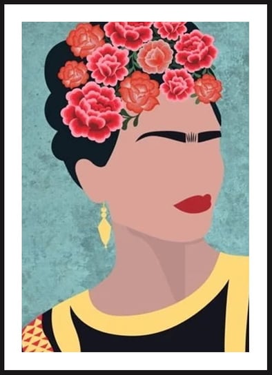 Poster Story, Plakat, Kwiatowy Portret Frida Kahlo, wymiary 21 x 30 cm posterstory.pl