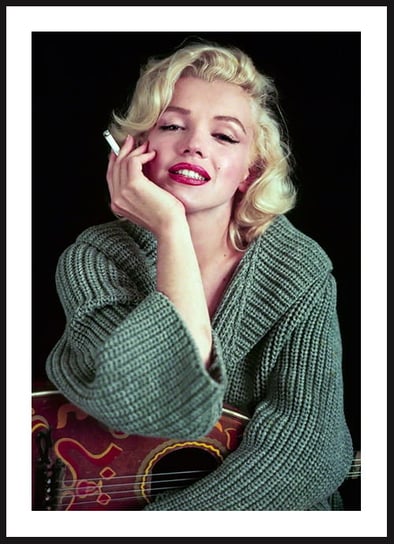 Poster Story, Plakat, Marilyn Monroe z Gitarą i Papierosem, wymiary 42 x 60 cm posterstory.pl