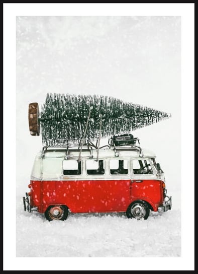 Poster Story, Plakat, Van z Choinką w Śniegu, wymiary 50 x 70 cm posterstory.pl