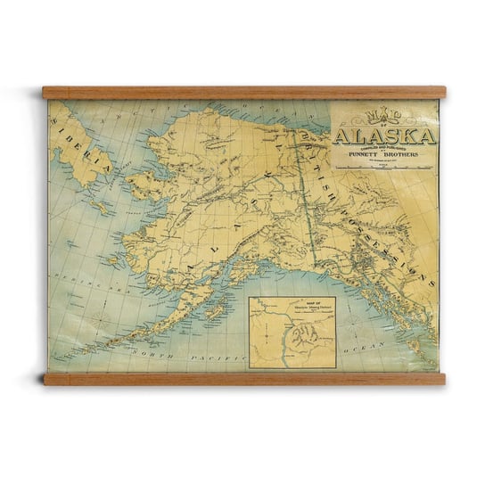 poster w ramce Stara mapa Alaski A2 drewno vintage, ArtprintCave ArtPrintCave