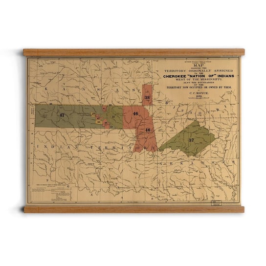 poster z ramką A2 Cherokee mapa do salonu vintage, ArtprintCave ArtPrintCave