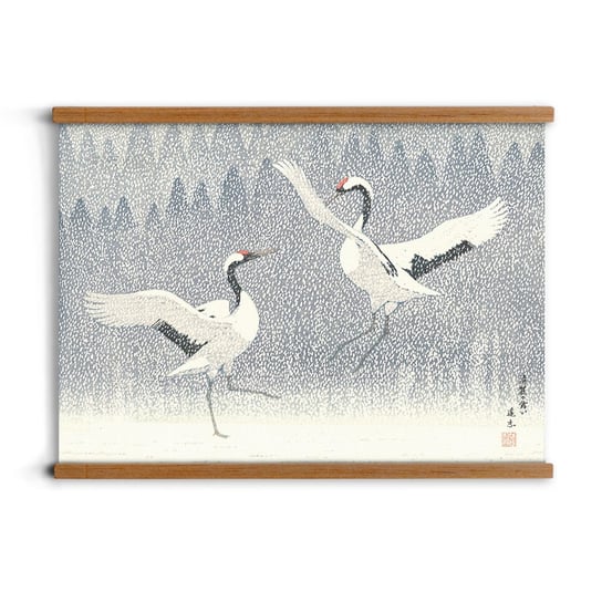poster z ramką A2 Żurawie śnieg japonia dekoracja, ArtprintCave ArtPrintCave