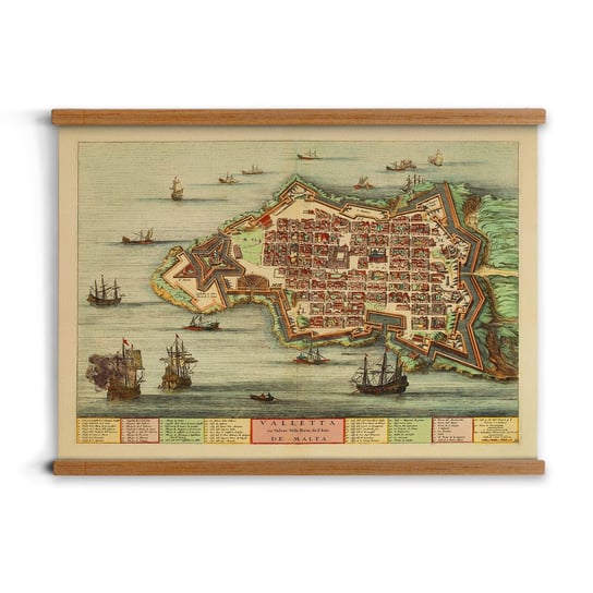 poster z zawieszką A2 drewno Mapa Malta Valletta, ArtprintCave ArtPrintCave