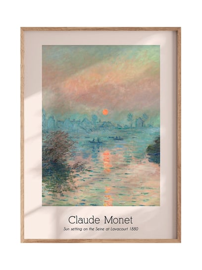 POSTERILLA.PL Plakat Claude Monet - Sun setting on the Seine at Lavacourt rozmiar 50x70cm w ramie drewnianej Oak POSTERILLA.PL