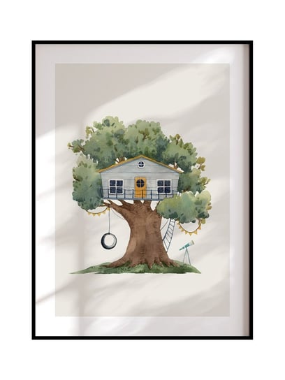 POSTERILLA.PL Plakat Domek na drzewie rozmiar 50x70cm w ramie czarnej aluminiowej POSTERILLA.PL