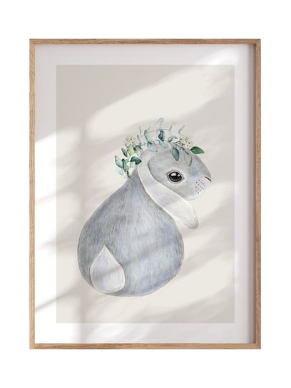 POSTERILLA.PL Plakat Króliczek rozmiar 50x70cm w ramie drewnianej Oak POSTERILLA.PL