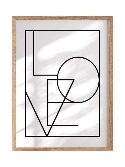 POSTERILLA.PL Plakat Love Typo rozmiar 30x40cm w ramie drewnianej Oak POSTERILLA.PL